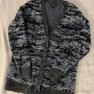 Athleta Textured Knit Cardigan Sweater | Black Gray | Women’s Large